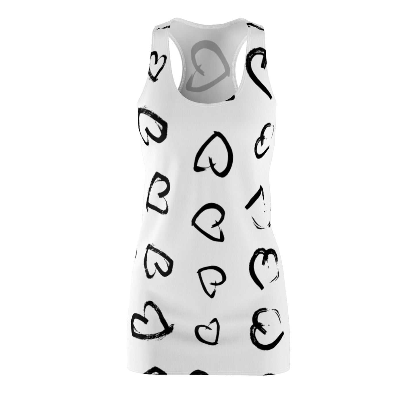 Racerback Kleid mit handgezeichnetem Herzmuster – Lässiges Sommerkleid