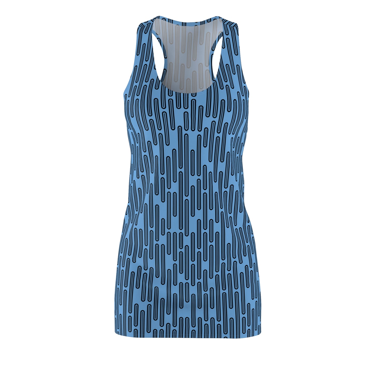 Vertikal Muster Racerback Kleid – Schwarz Hellblau Damenmode