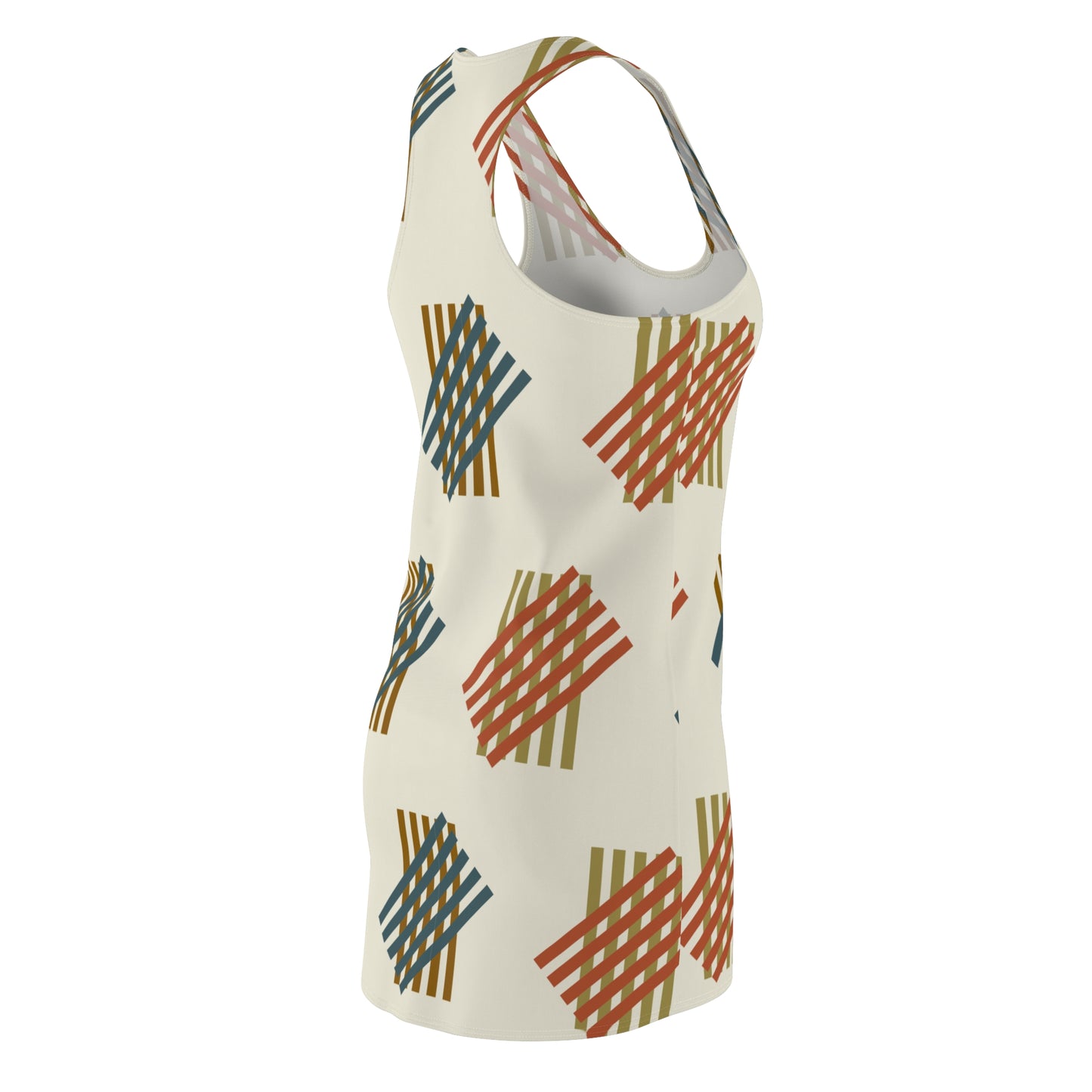 Retro Geometrie Racerback Kleid – Modernes Sommerkleid