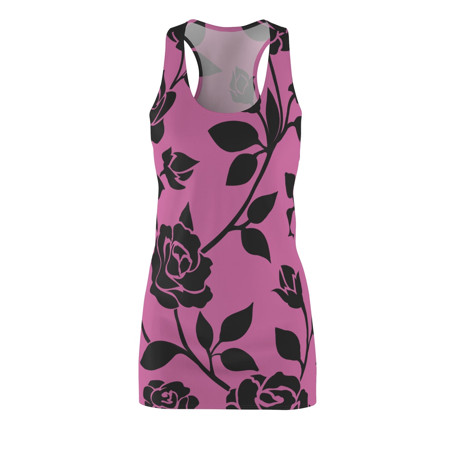 Rosen Racerback Kleid – Elegant Schwarz Rosa Design