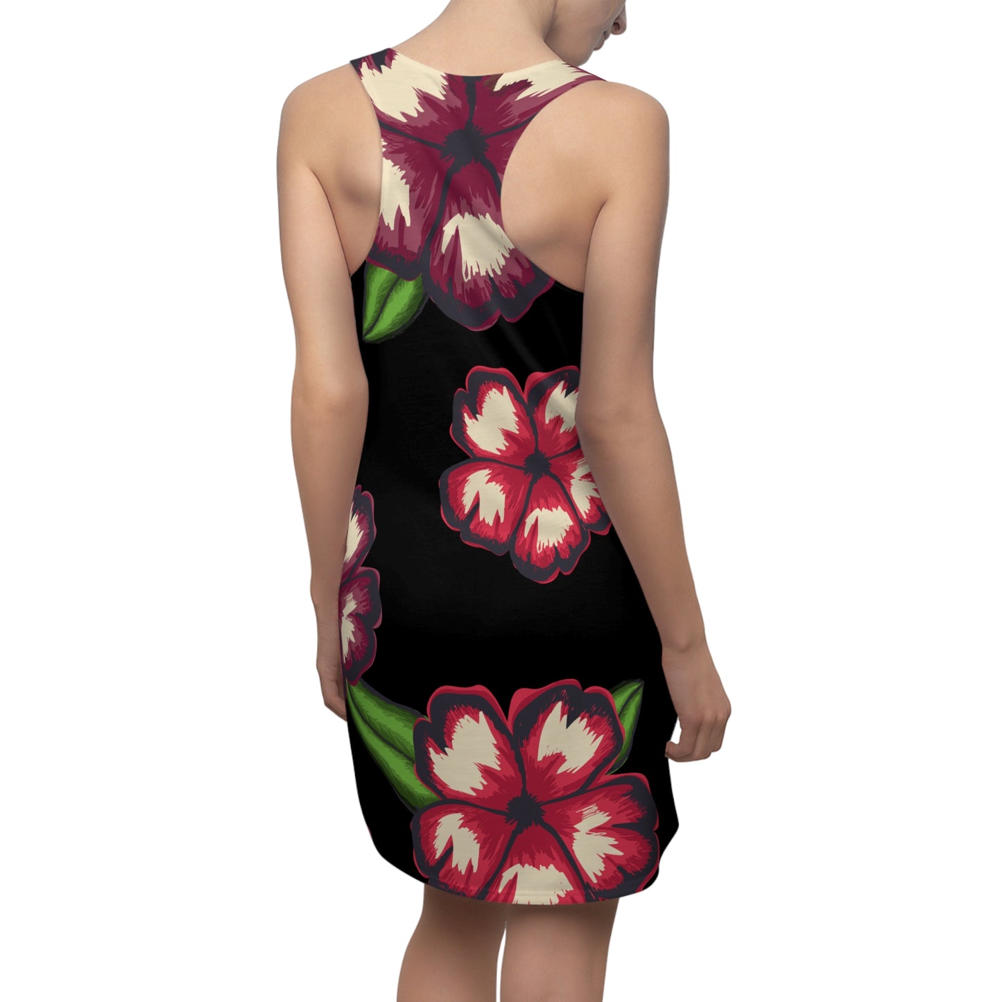 Schwarzes Hibiskus Racerback Kleid – Stylishes Sommerkleid