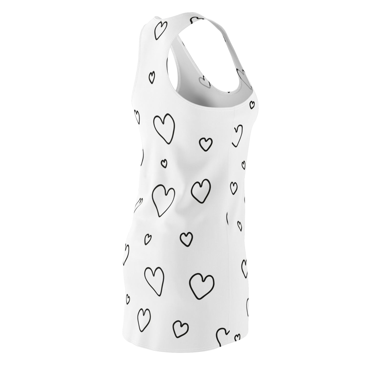 Racerback Kleid mit Herzmuster in Schwarz-Weiß – Heart Print, Cute