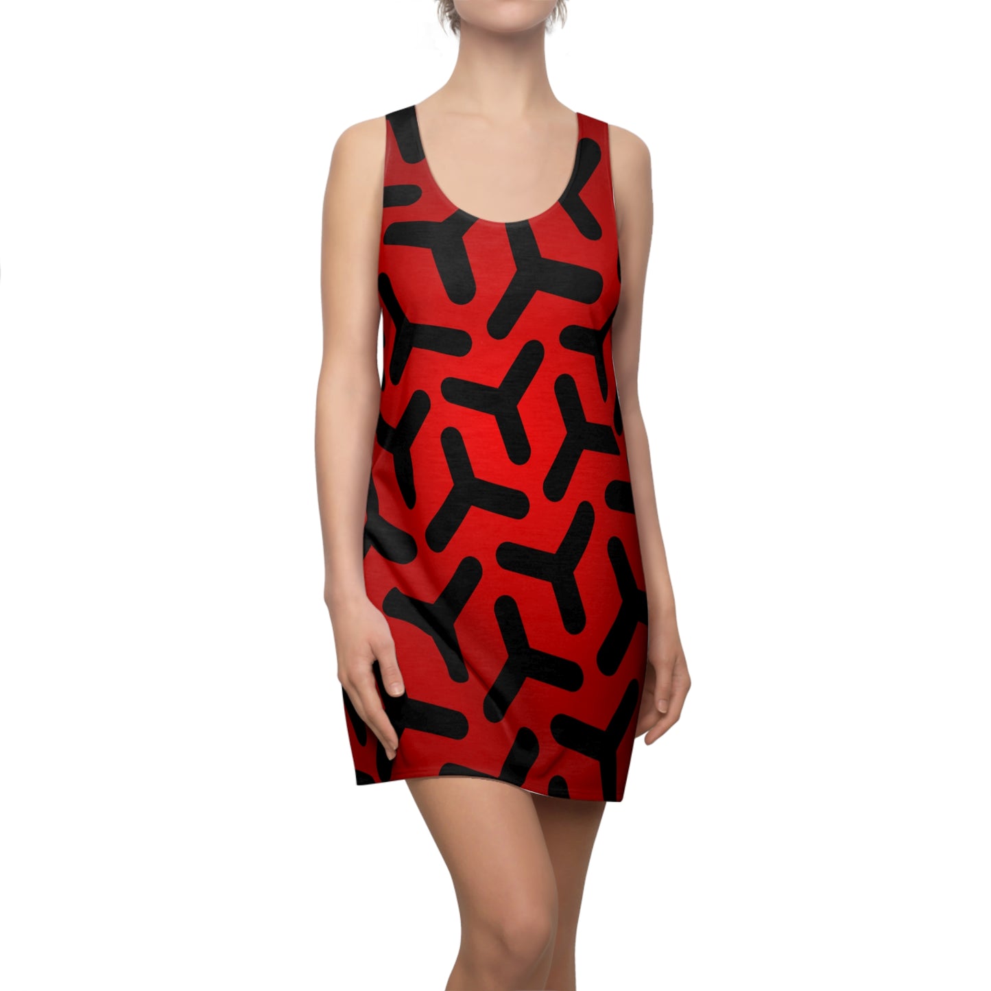 Racerback Damen Kleid Rot Farbverlauf Muster Racerback Sommer Party