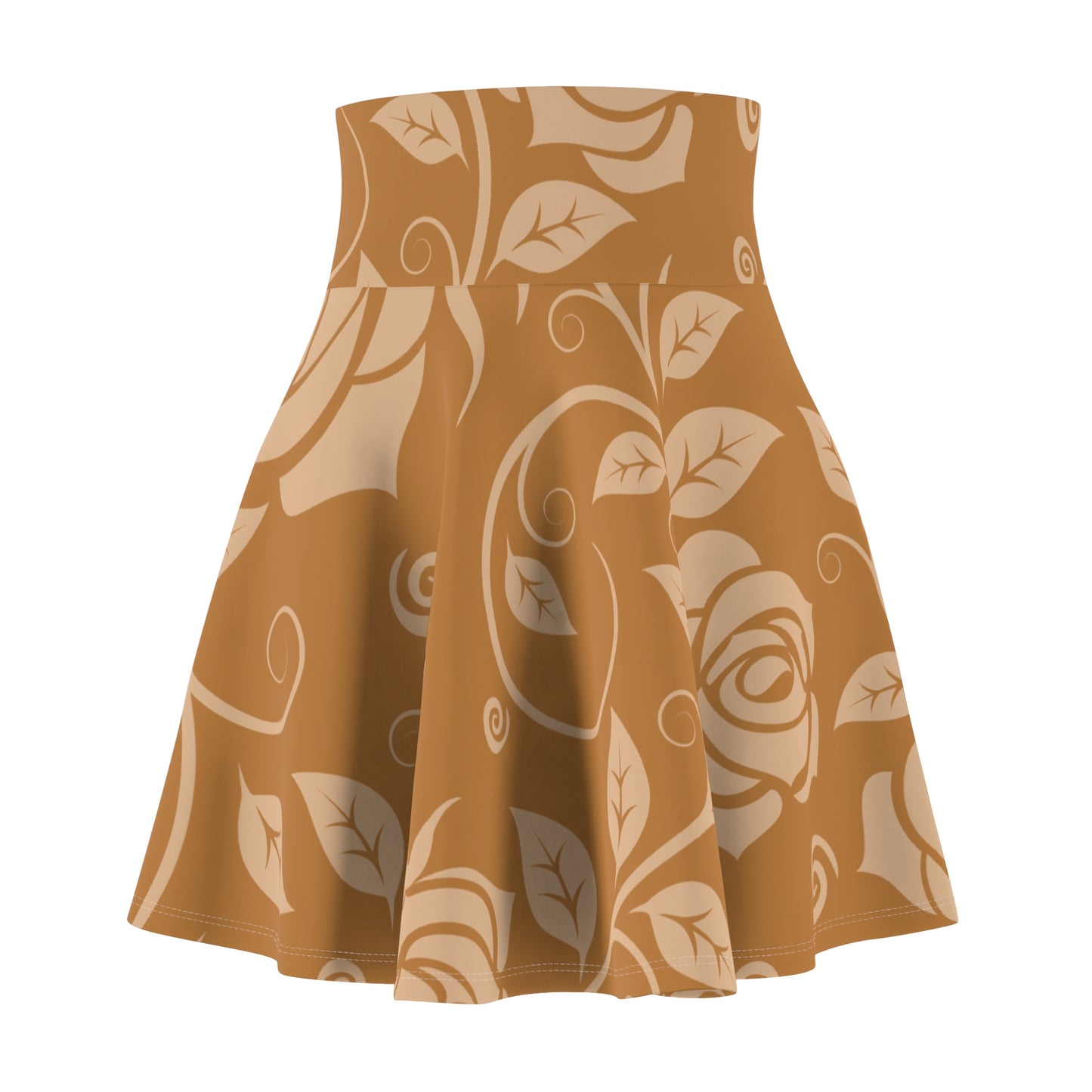 Hellbrauner Damen Rock Floral Skater Elegant Frühling Sommer Casual