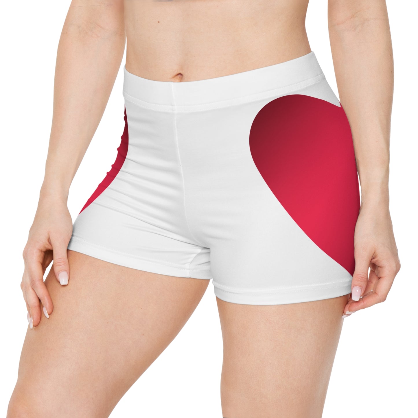 Damen Shorts Rot Herzmuster Sommermode Activewear Geschenkidee