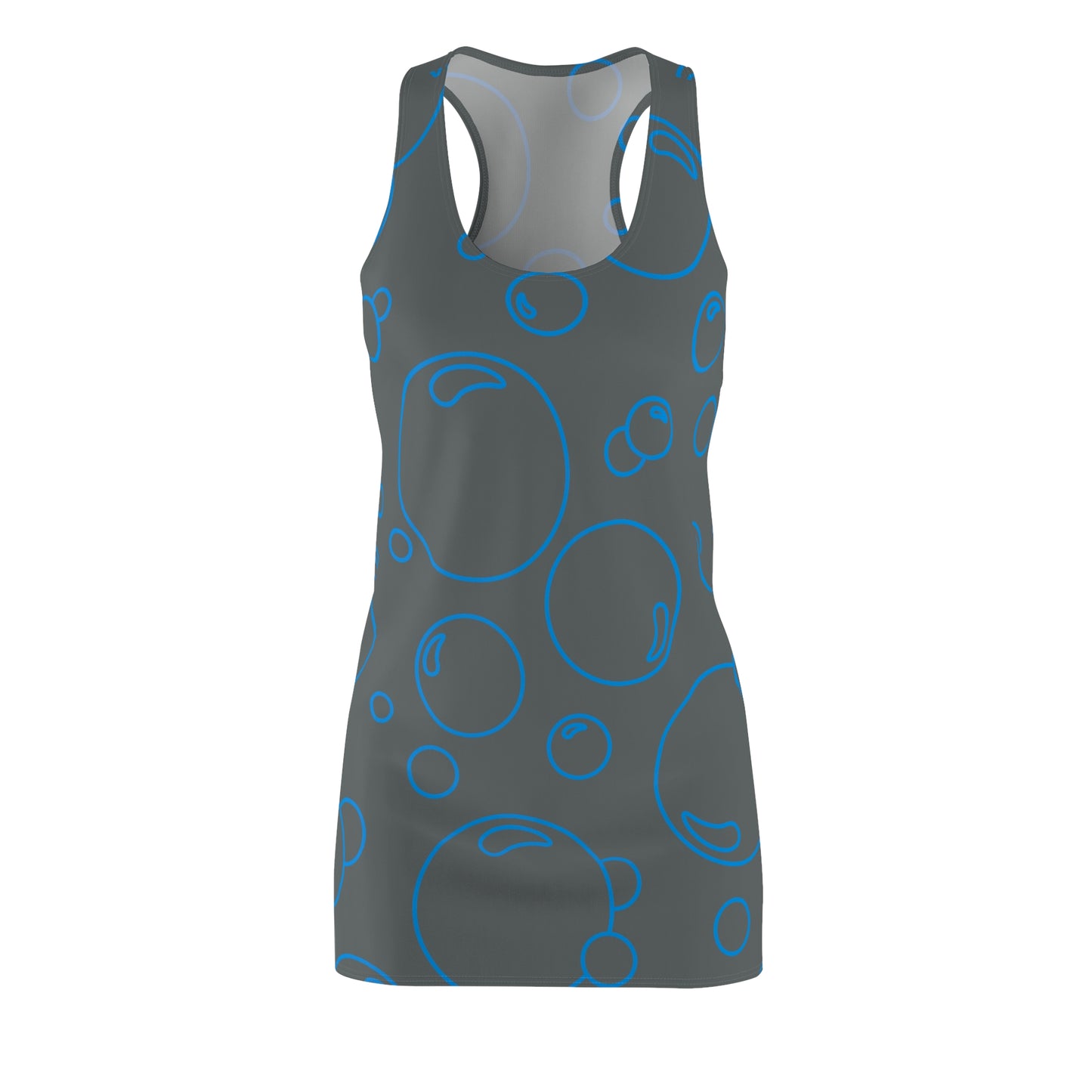 Bubble Print Racerback Kleid – Grau Blau Sommerkleid