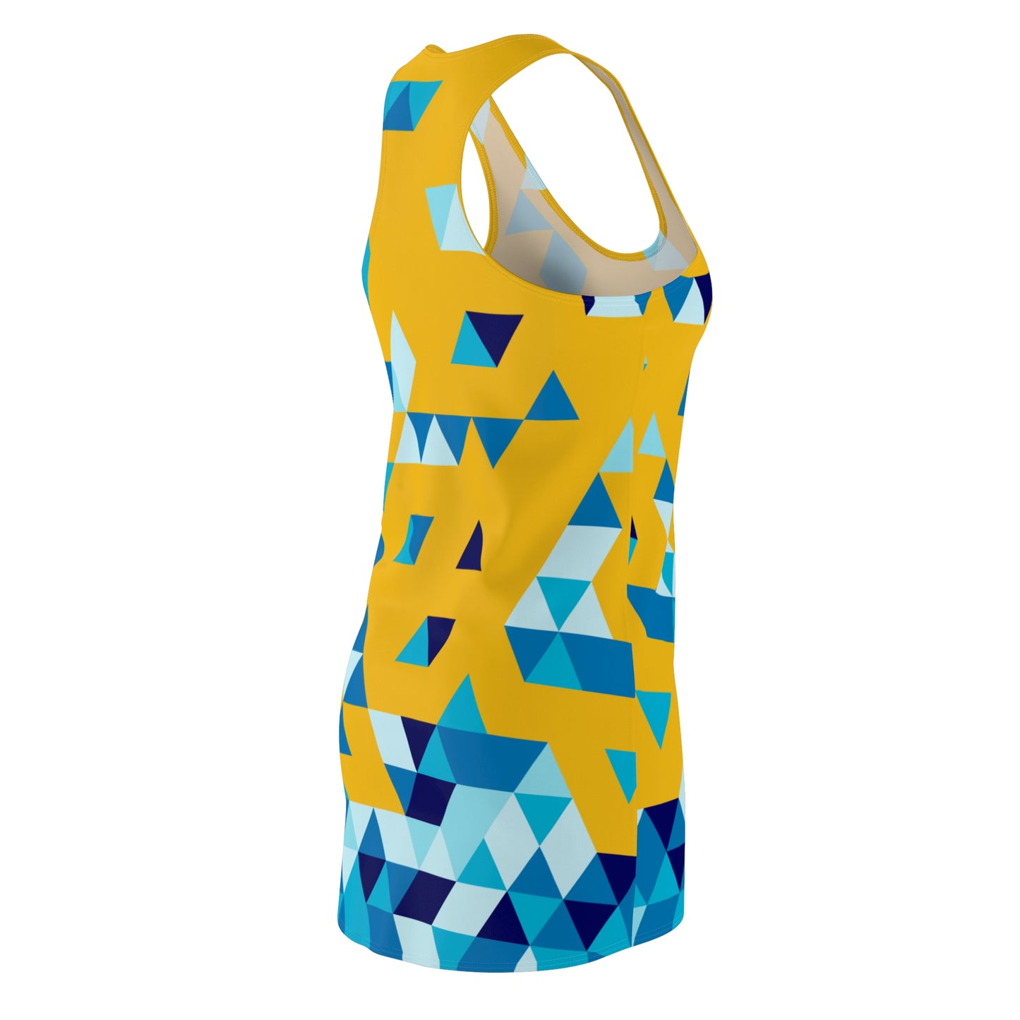 Dreieck Racerback Kleid – Blau Gelb Sommerkleid
