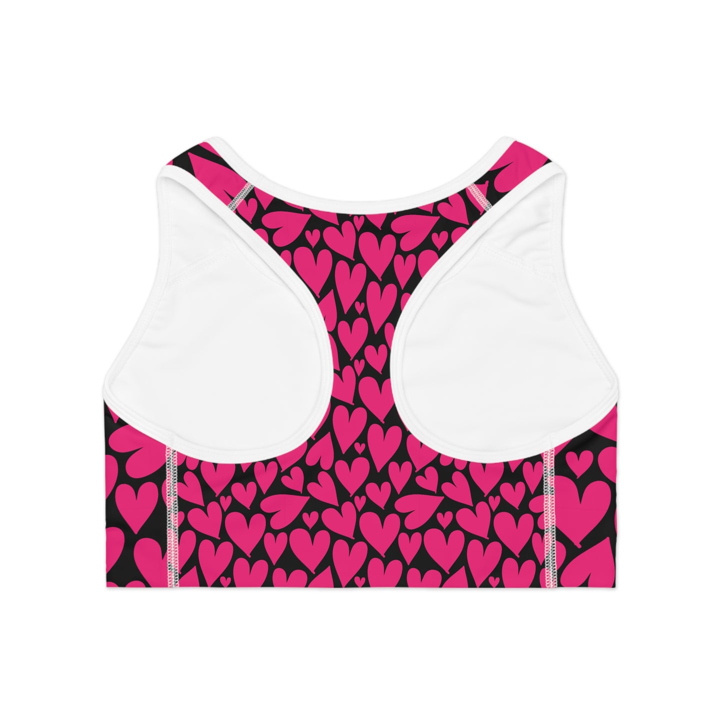 Damen Sport BH Herz Print Pink Schwarz Atmungsaktiv Yoga Fitness Top