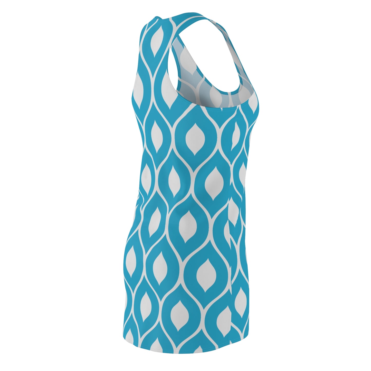 Türkis Grau Geometrie Racerback Kleid – Stilvolles Sommerkleid