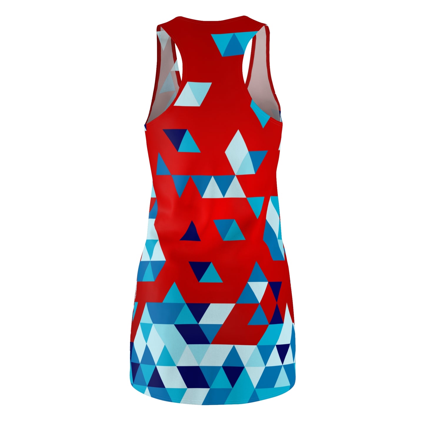 Damen Racerback Kleid Rot Blau mit Dreiecks Muster – Sommerkleid