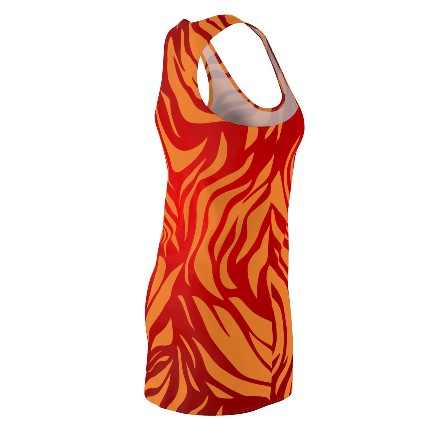 Zebra Print Racerback Kleid – Rot Orange Sommerkleid