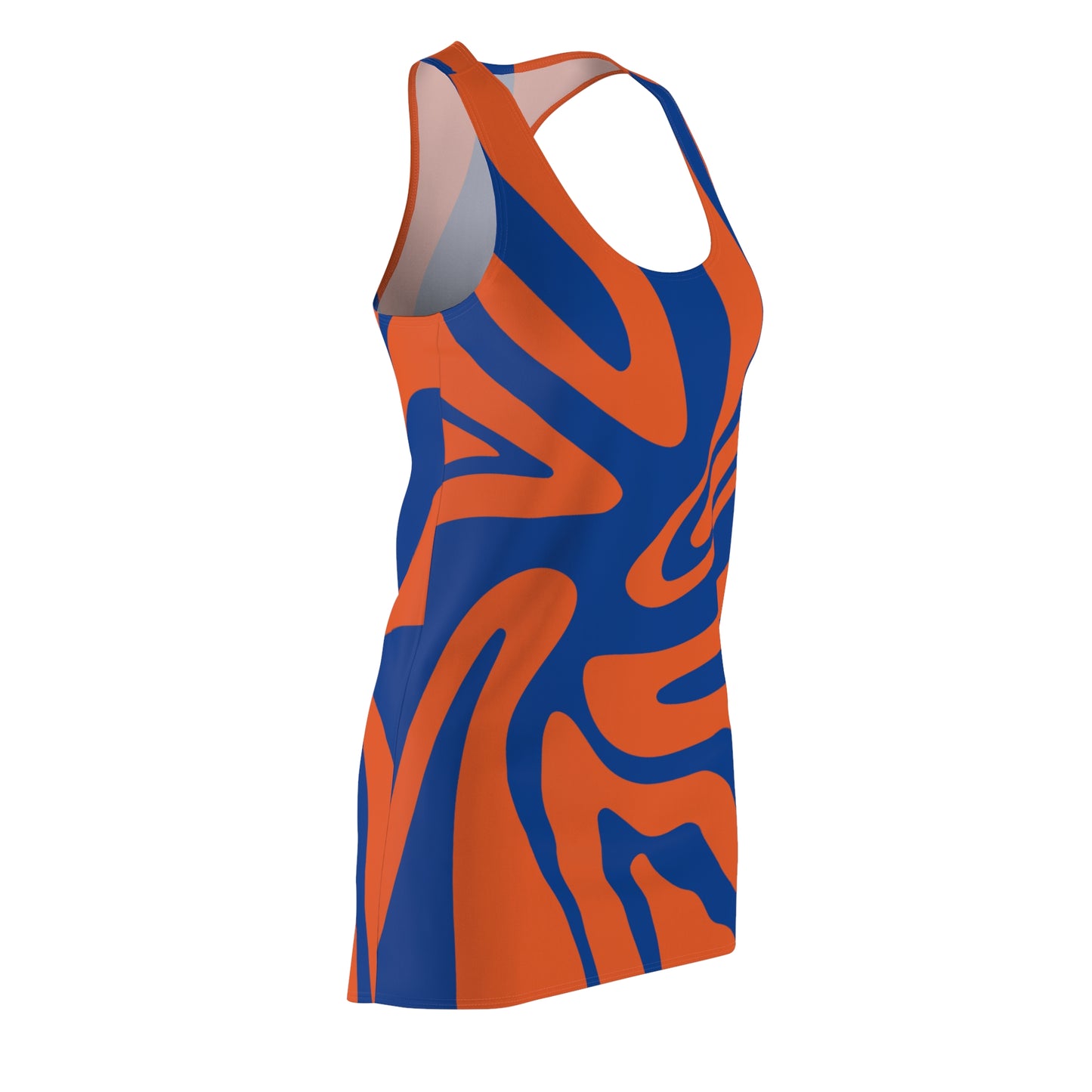 Blaues Damen Kleid Swirl Muster Racerback Sommer Bohemian Beach