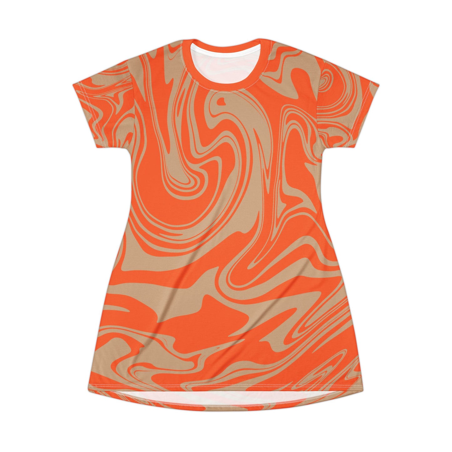 Oranges Damen Kleid Marmor Print T-Shirt Sommer Casual Elegant