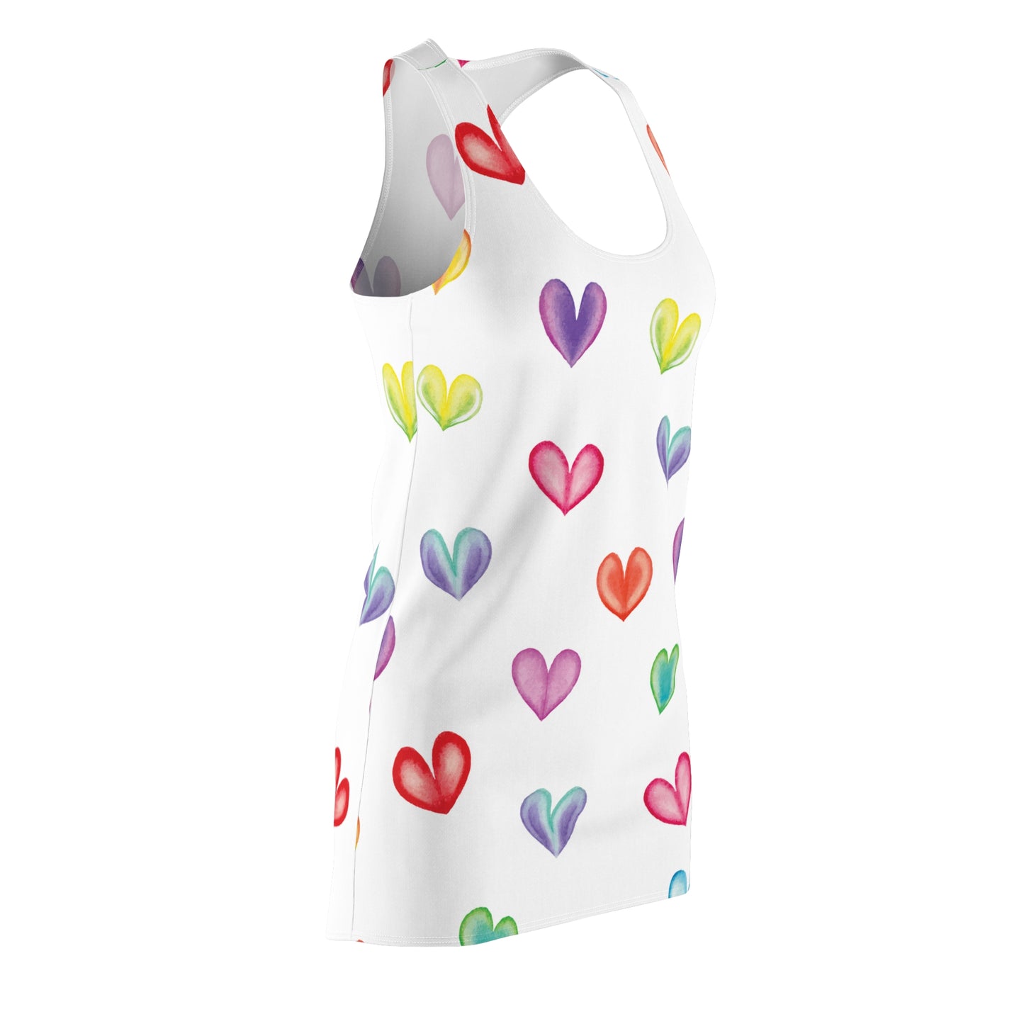Racerback Kleid mit buntem Herzmuster – Sommerkleid Colorful Heart