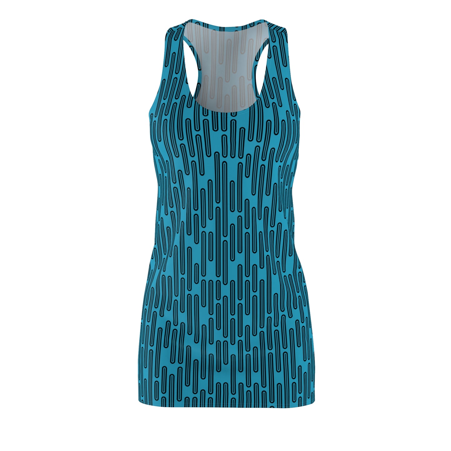 Vertikal Muster Racerback Kleid – Schwarz Türkis Damenmode