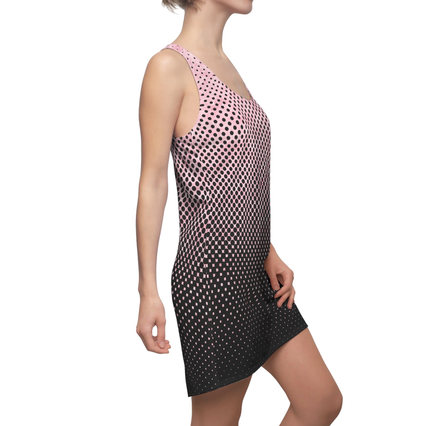 Rosa Racerback Kleid – Modernes Sommerkleid mit Punktverlauf