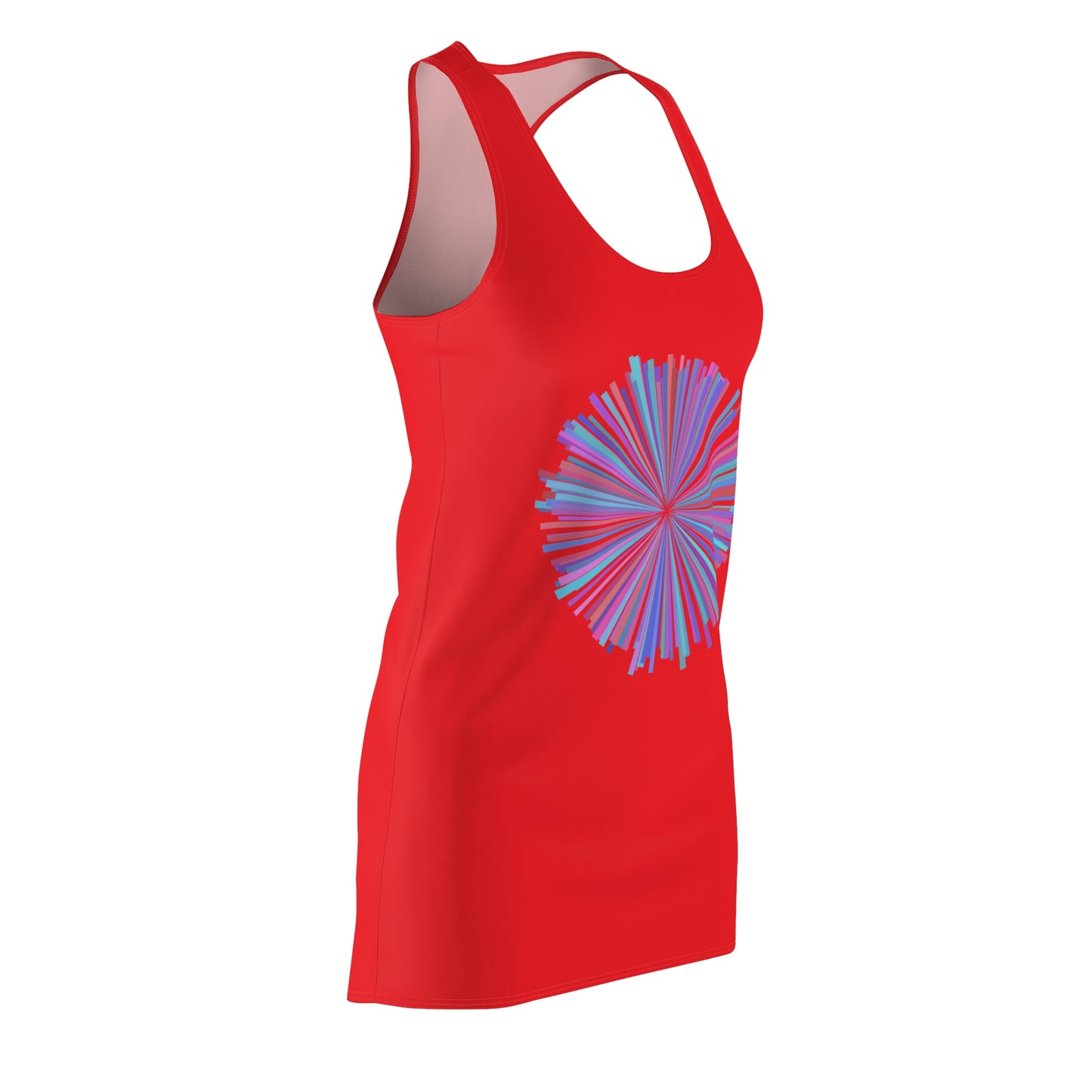 Rot Racerback Kleid mit Aquarell-Muster – Sommerkleid, elegant & leicht