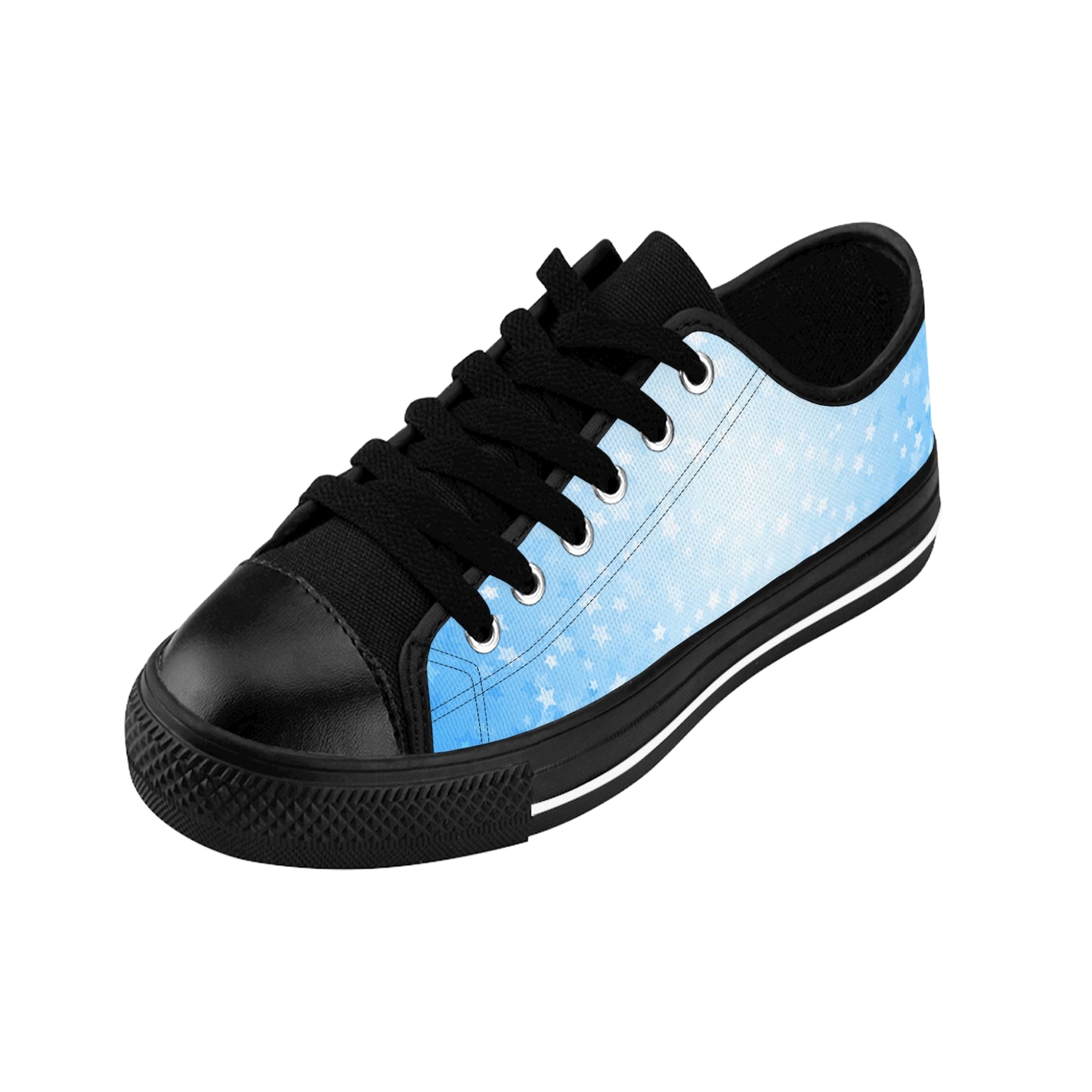 Star Pattern Canvas Sneakers Women – Blue Gradient Lace-Up Shoes