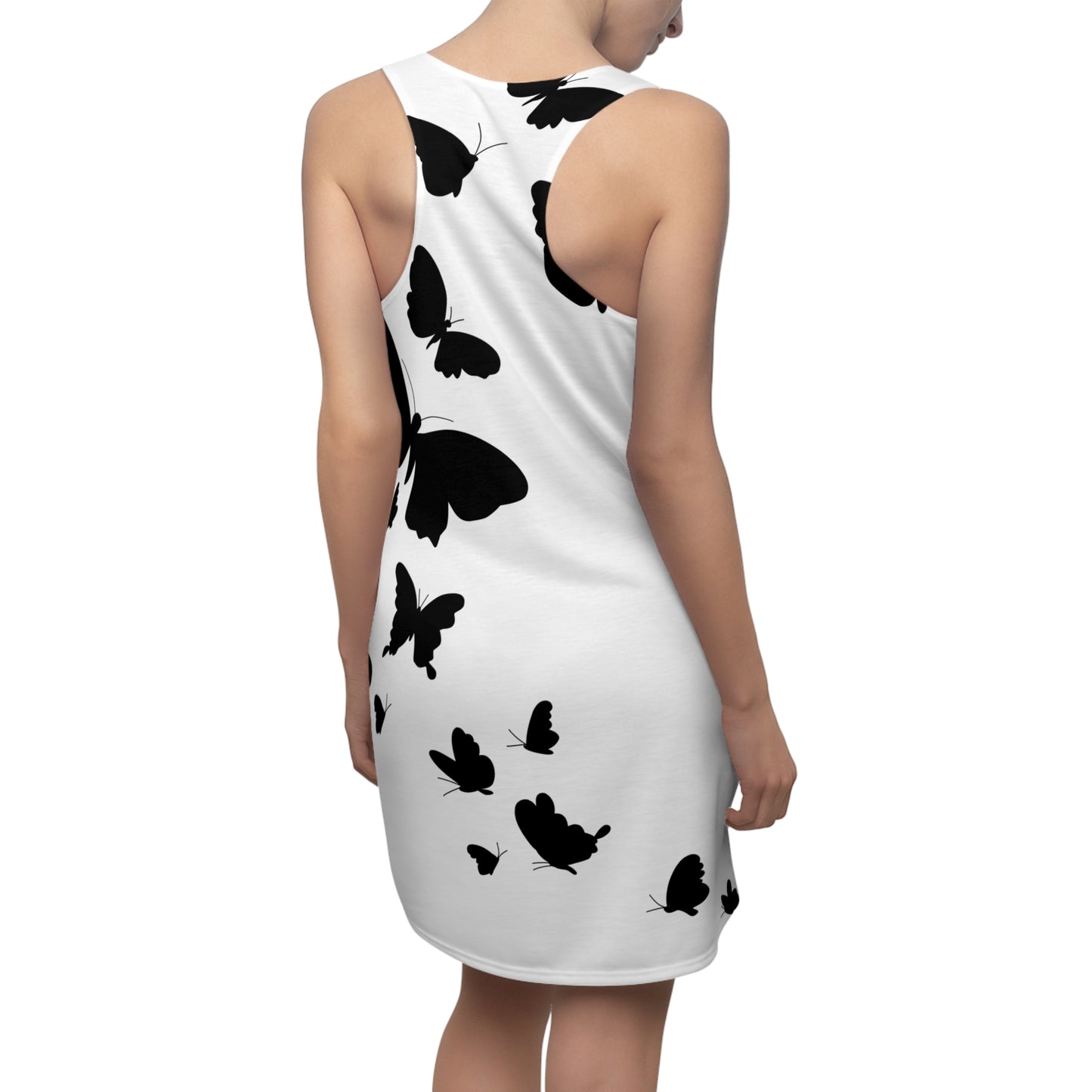 Racerback Kleid mit Schmetterlingsmuster – Weißes Sommerkleid Leicht Casual