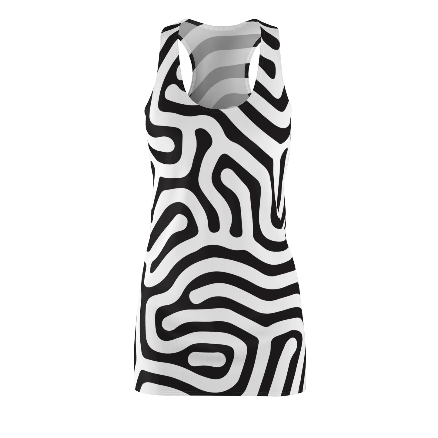 Abstrakt Racerback Kleid – Schwarz Weiß Damenmode