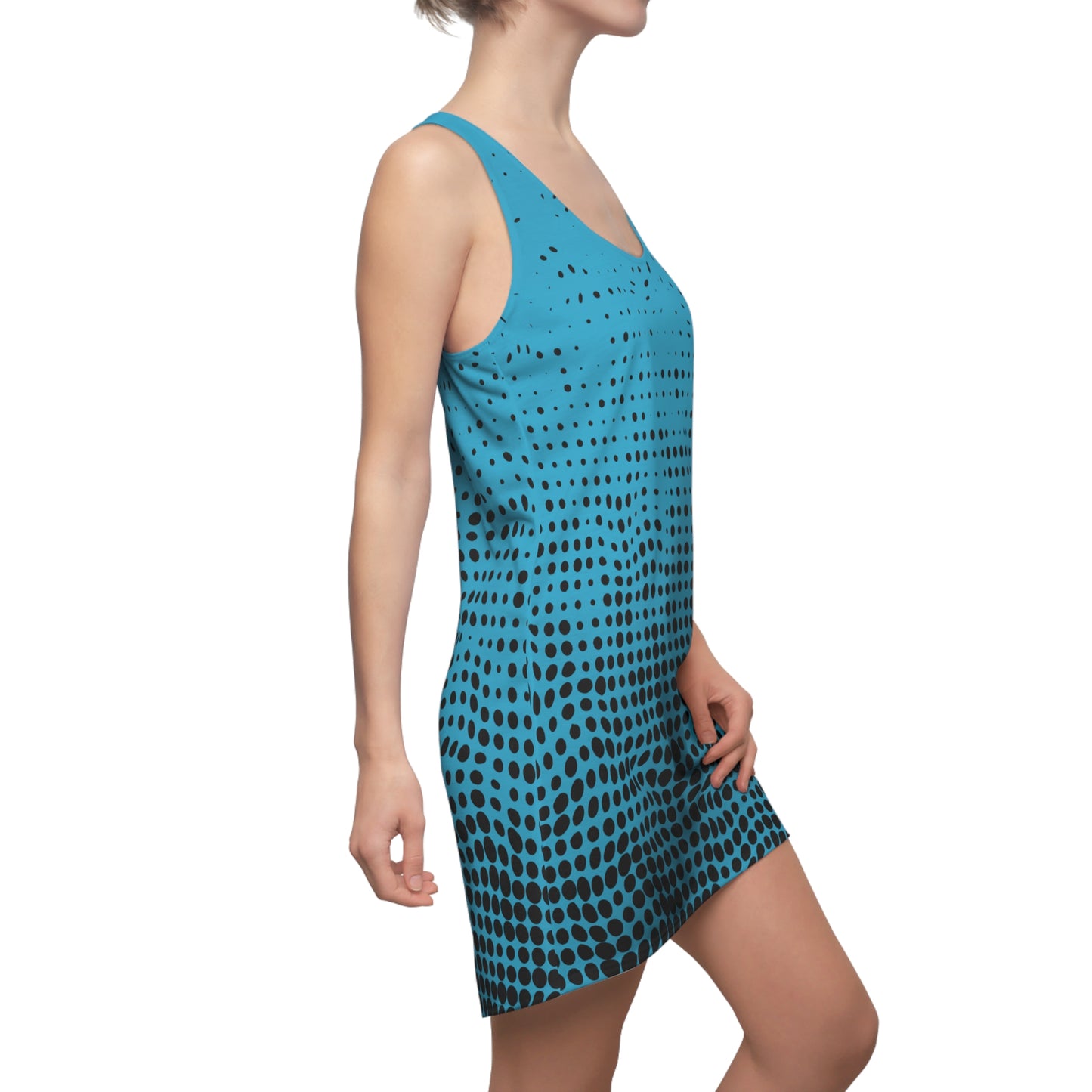 Punkte Gradient Racerback Kleid – Schwarz Türkis Sommerkleid