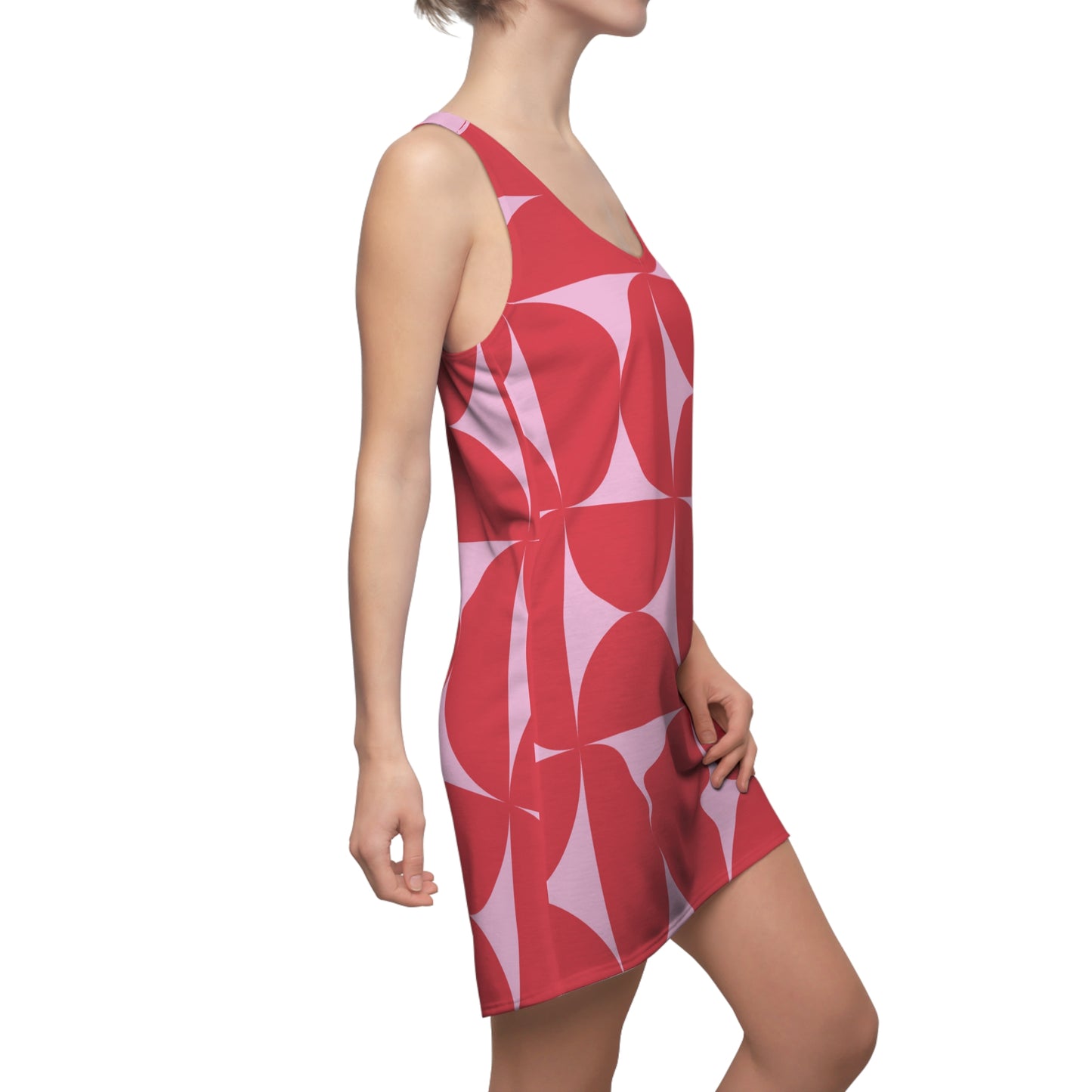 Rot Pink Geometrie Racerback Kleid – Modernes Sommerkleid