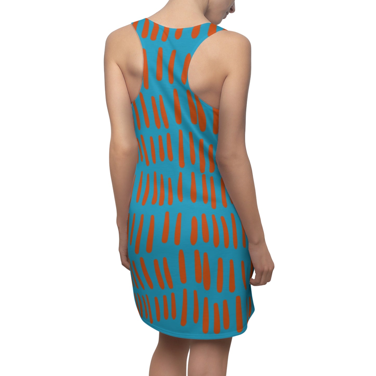 Türkis Orange Boho Racerback Kleid – Modernes Sommerkleid