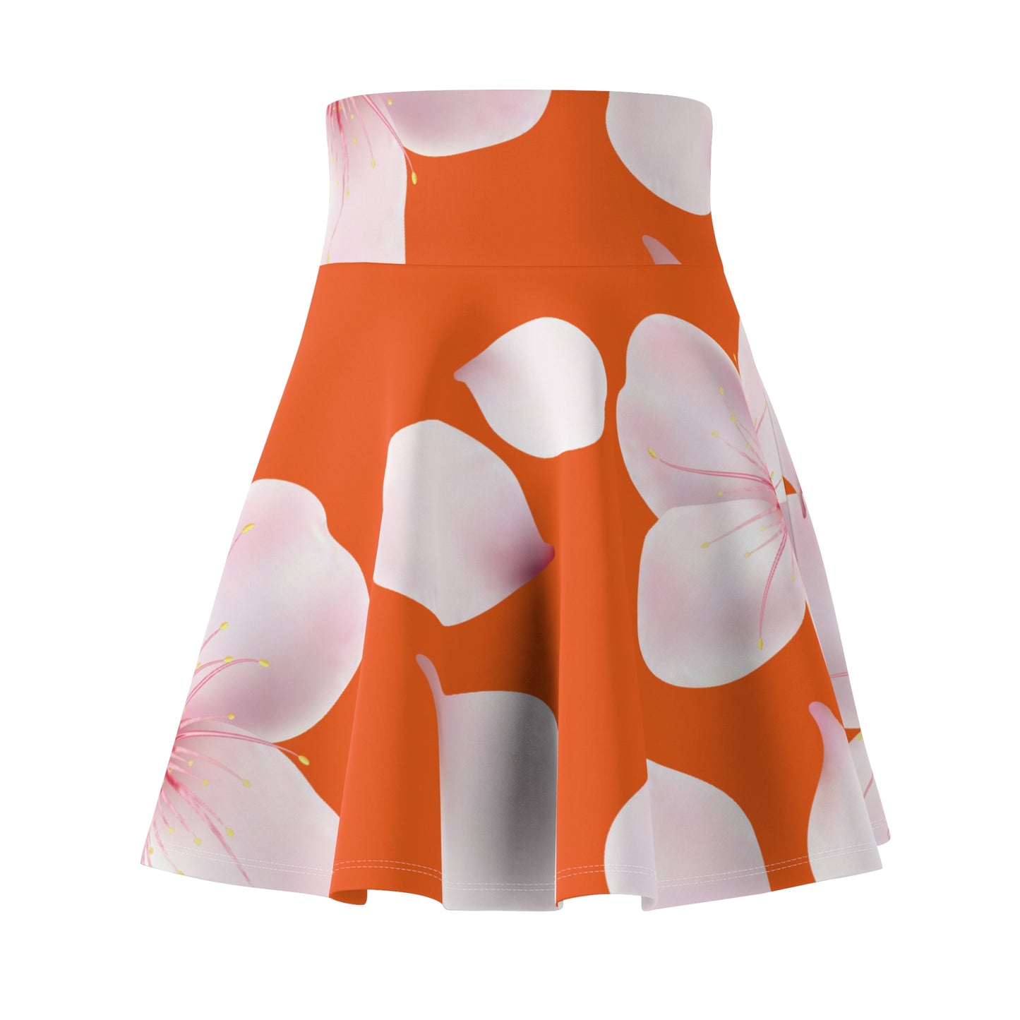 Oranger Damen Rock Blütenmuster Skater Elegant Sommer Casual