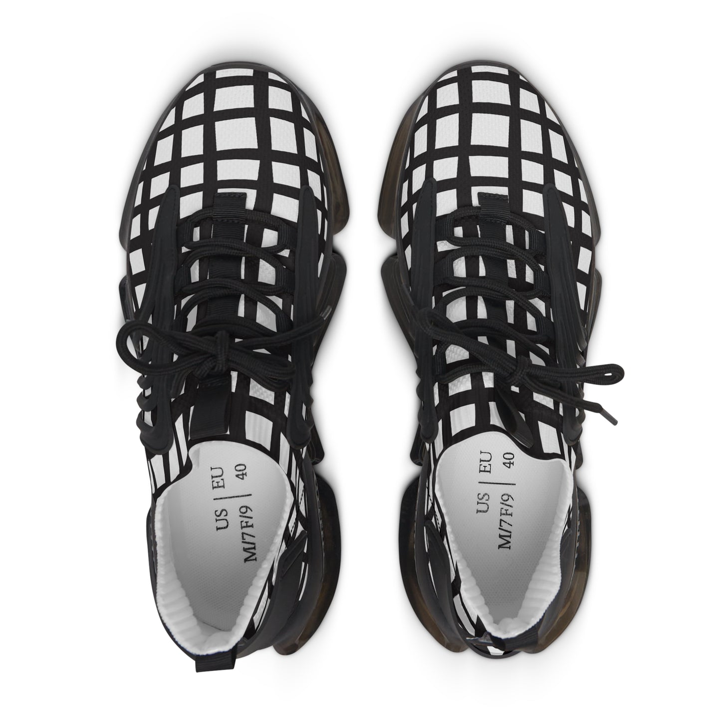 Damen Sneaker Schwarz Weiß Modern Linienmuster Atmungsaktiv