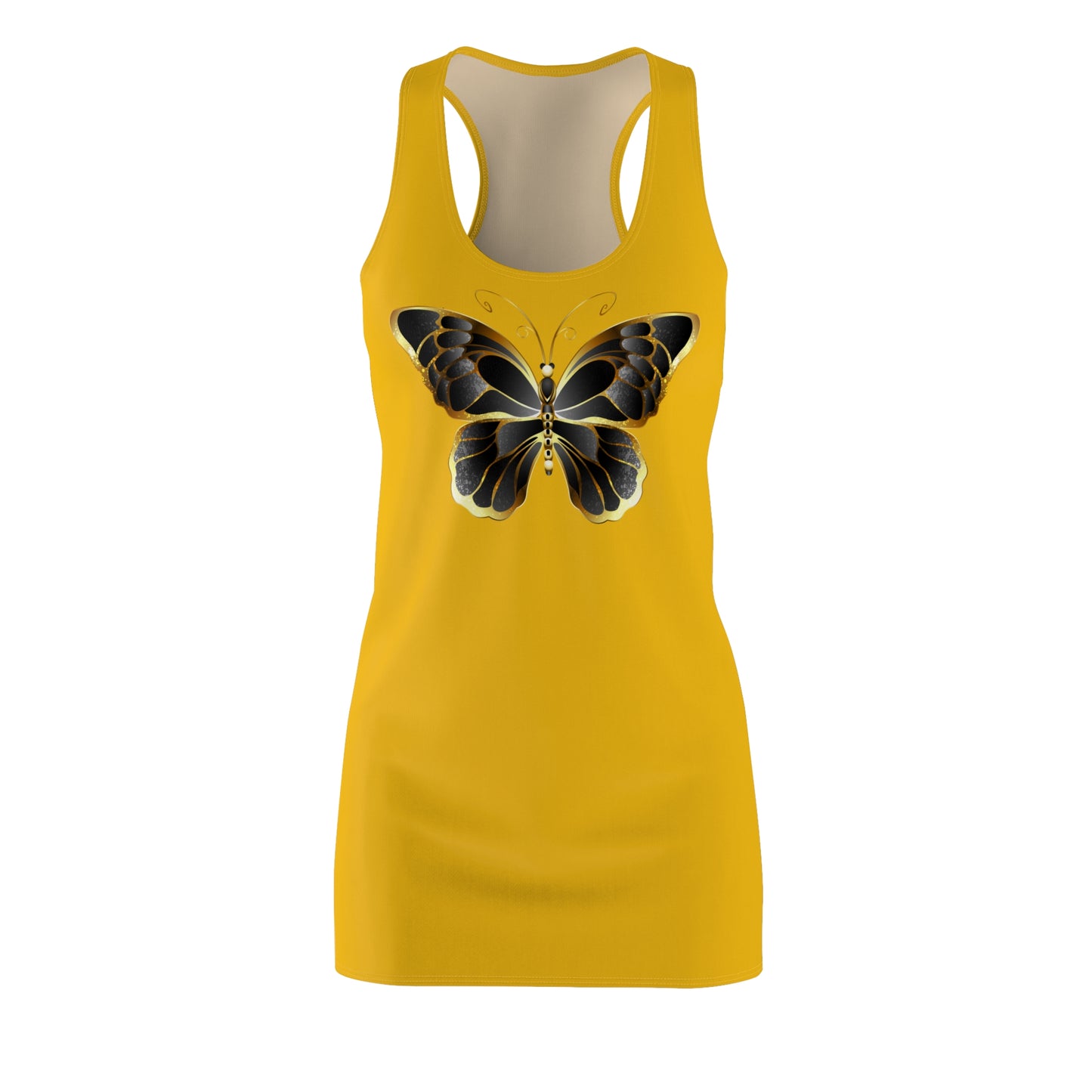 Gelb Schmetterling Racerback Kleid Sommerkleid