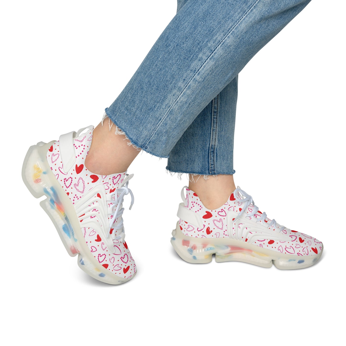 Damen Sneaker mit Herzmuster – Stylische Sportschuhe