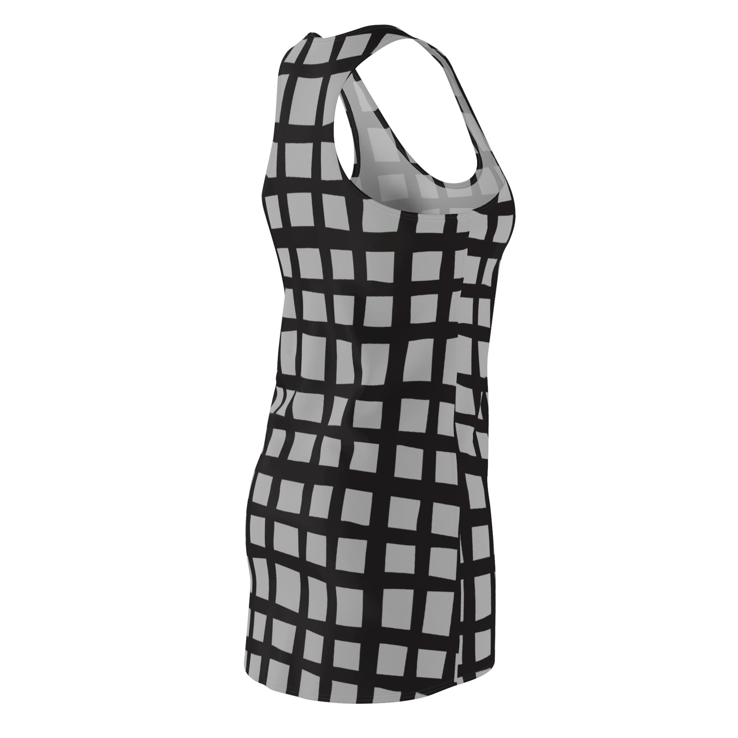 Grau Grid Racerback Kleid – Moderner Sommerlook