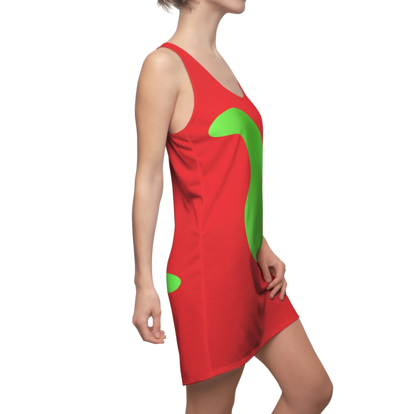 Rot Grün Abstrakt Racerback Kleid – Stylishes Sommerkleid