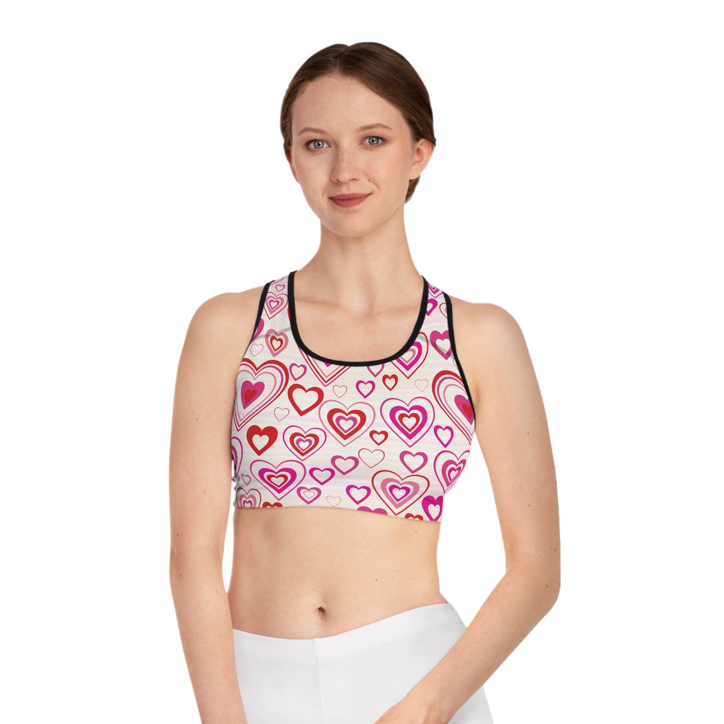 Damen Sport BH Herzmuster Atmungsaktiv Yoga Fitness Workout Top