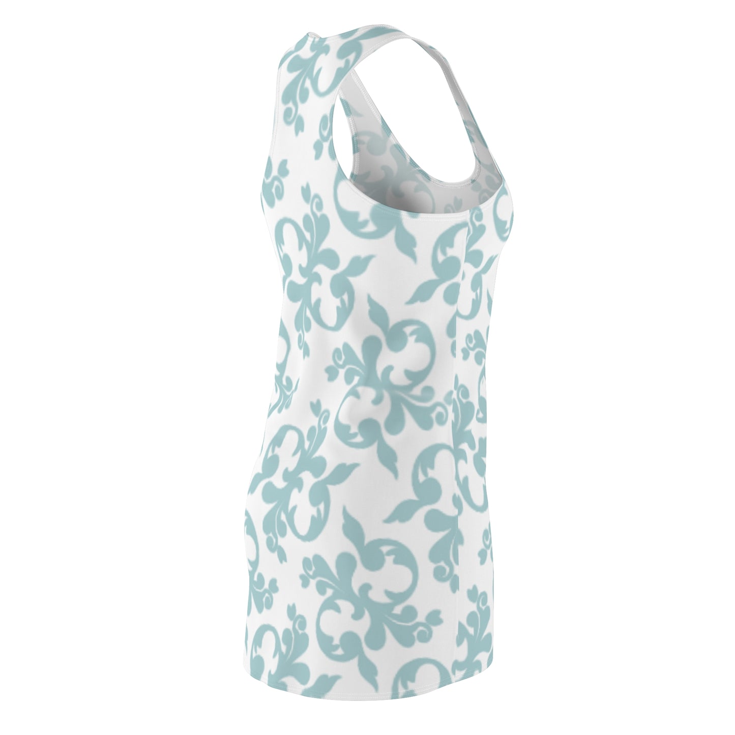 Weiß Türkis Floral Racerback Kleid – Sommer Damenmode