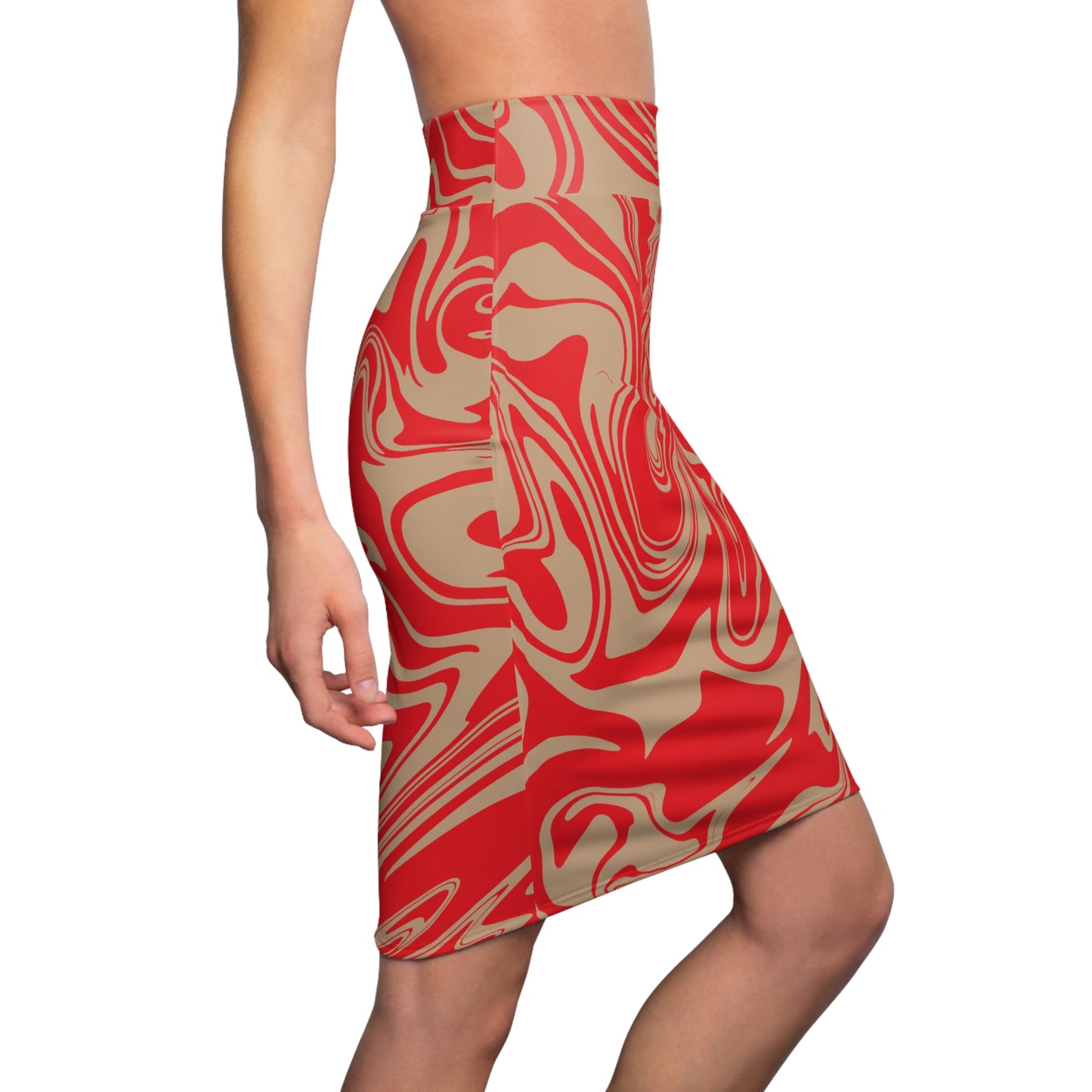 Damen Rock Marmor Print Bleistift Elegant Business Casual