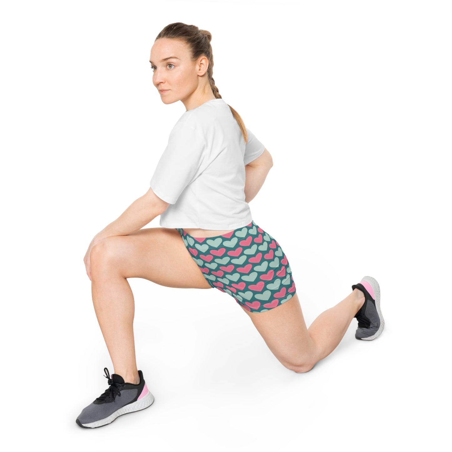 Damen Shorts Herz Print Bequem Sommer Sport Freizeit