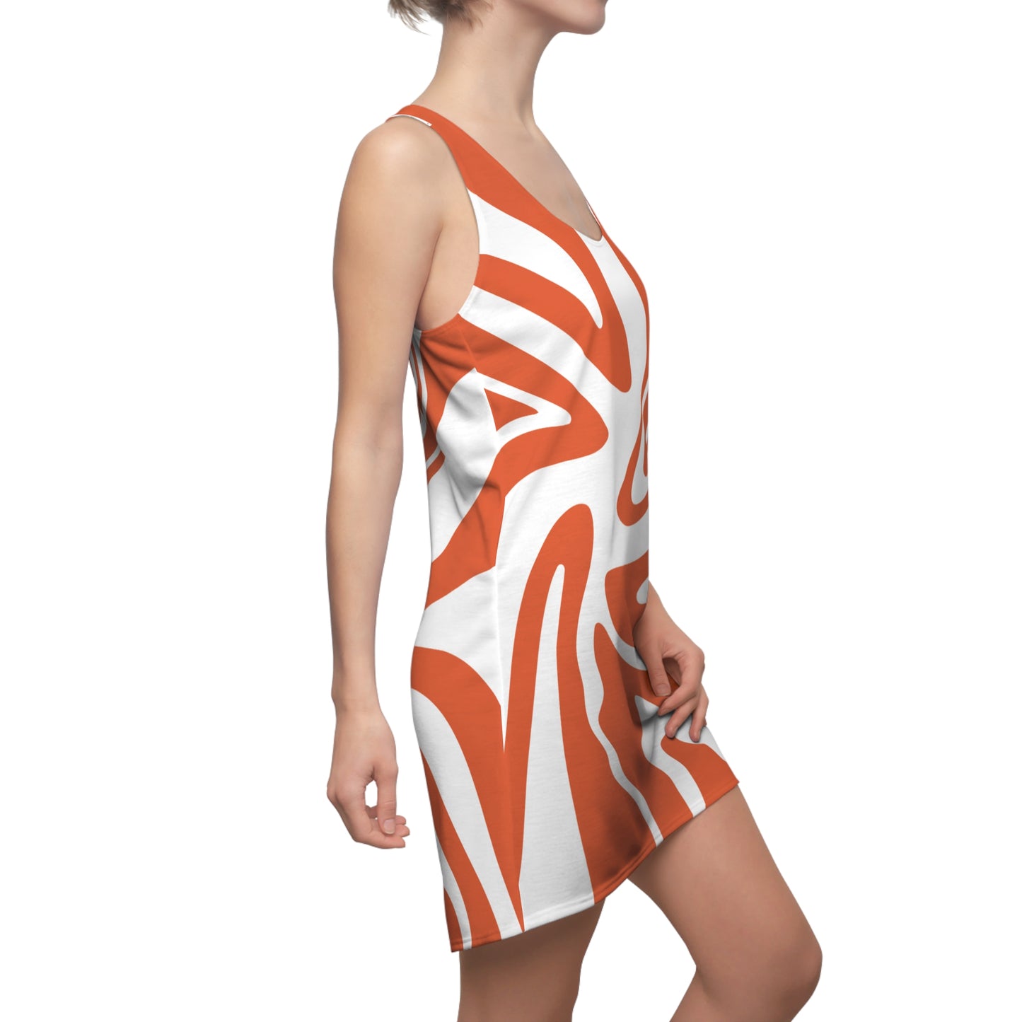 Damen Kleid Swirl Muster Racerback Sommer Bohemian Beach
