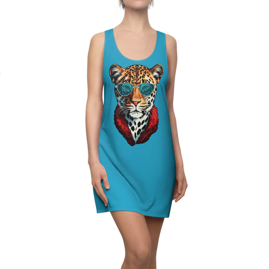 Türkises Leopard Sonnenbrille Racerback Kleid – Cooles Sommerkleid