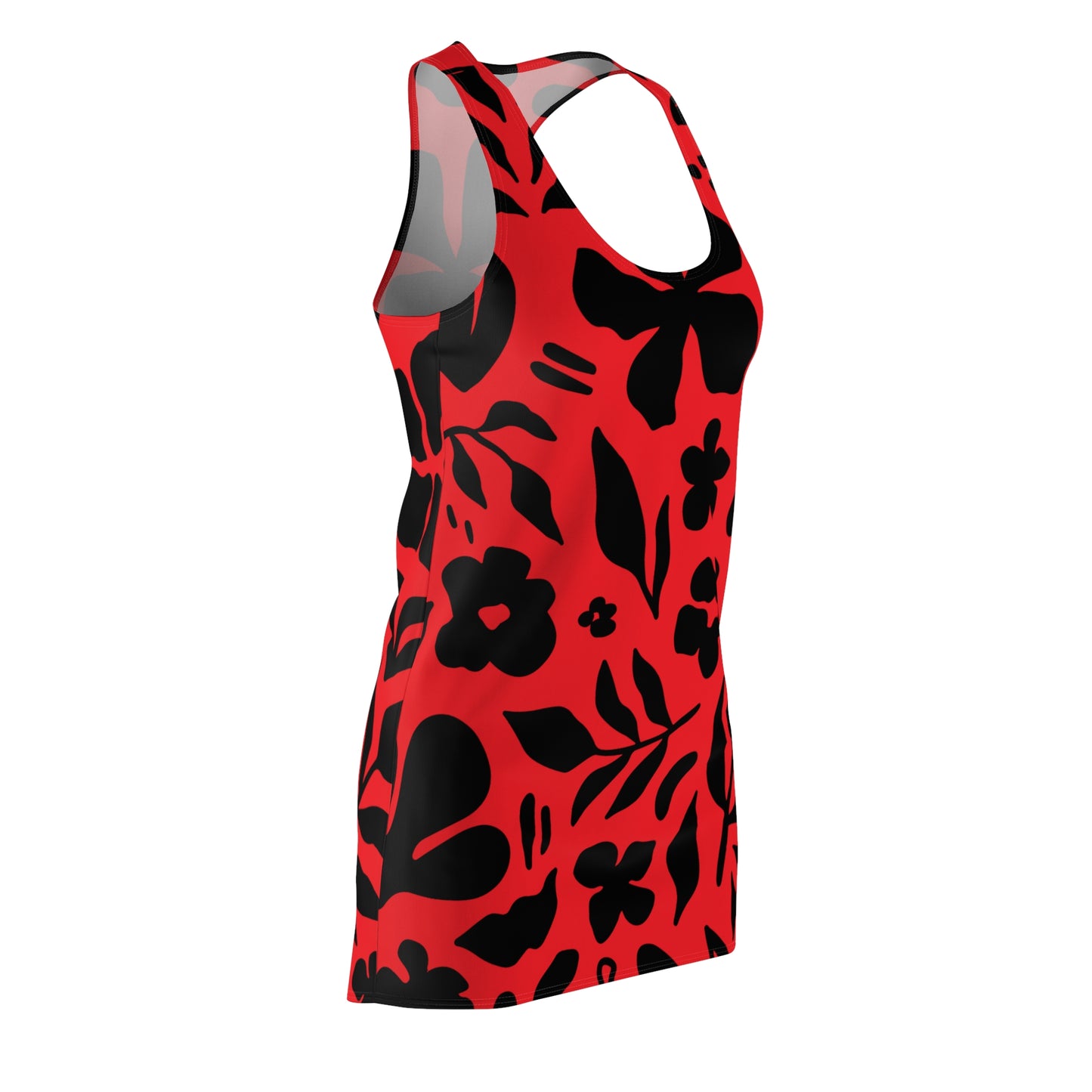 Schwarz Rot Floral Racerback Kleid – Sommer Damenmode