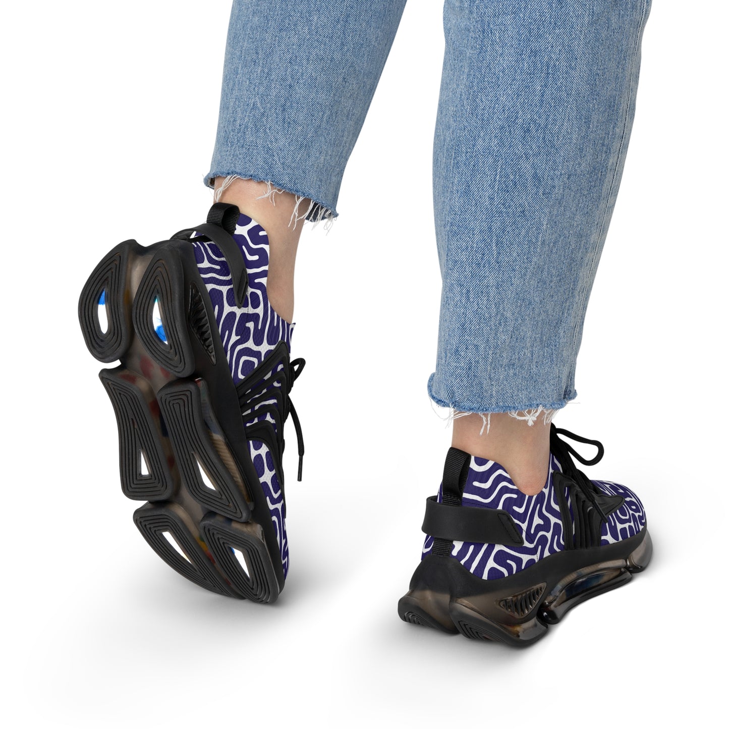 Damen Sneaker Blau Weiß Modern Design Atmungsaktiv