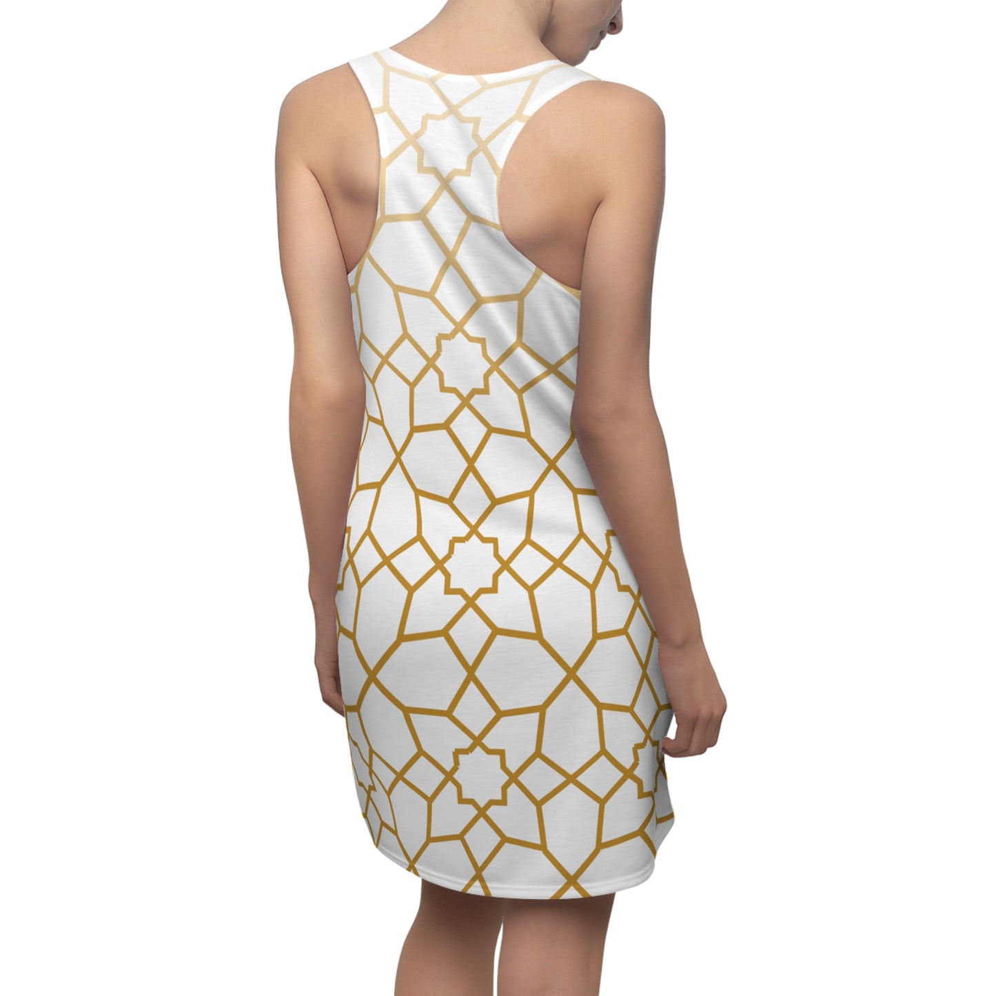 Luxury Racerback Dress mit Golden Mosaic Pattern auf Weiß