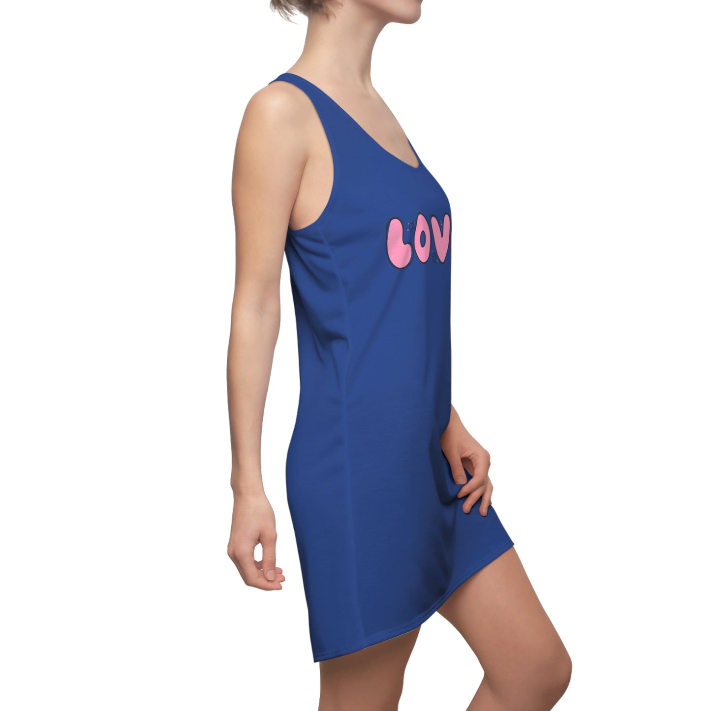 Love Pink Herz Racerback Kleid – Streetwear Damenmode in blau