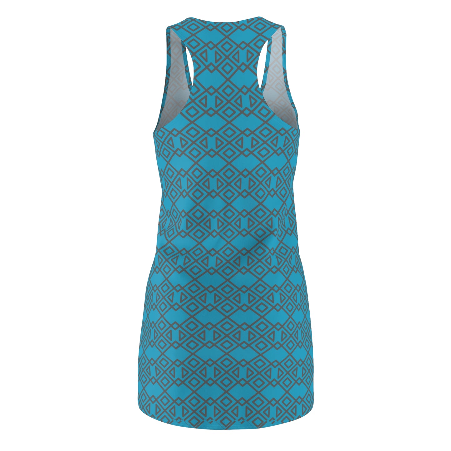 Türkis Grau Geometrie Racerback Kleid – Modernes Sommerkleid