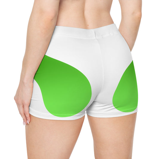 Damen Shorts Gruenes Muster Sportlich Activewear Sommer Fitness