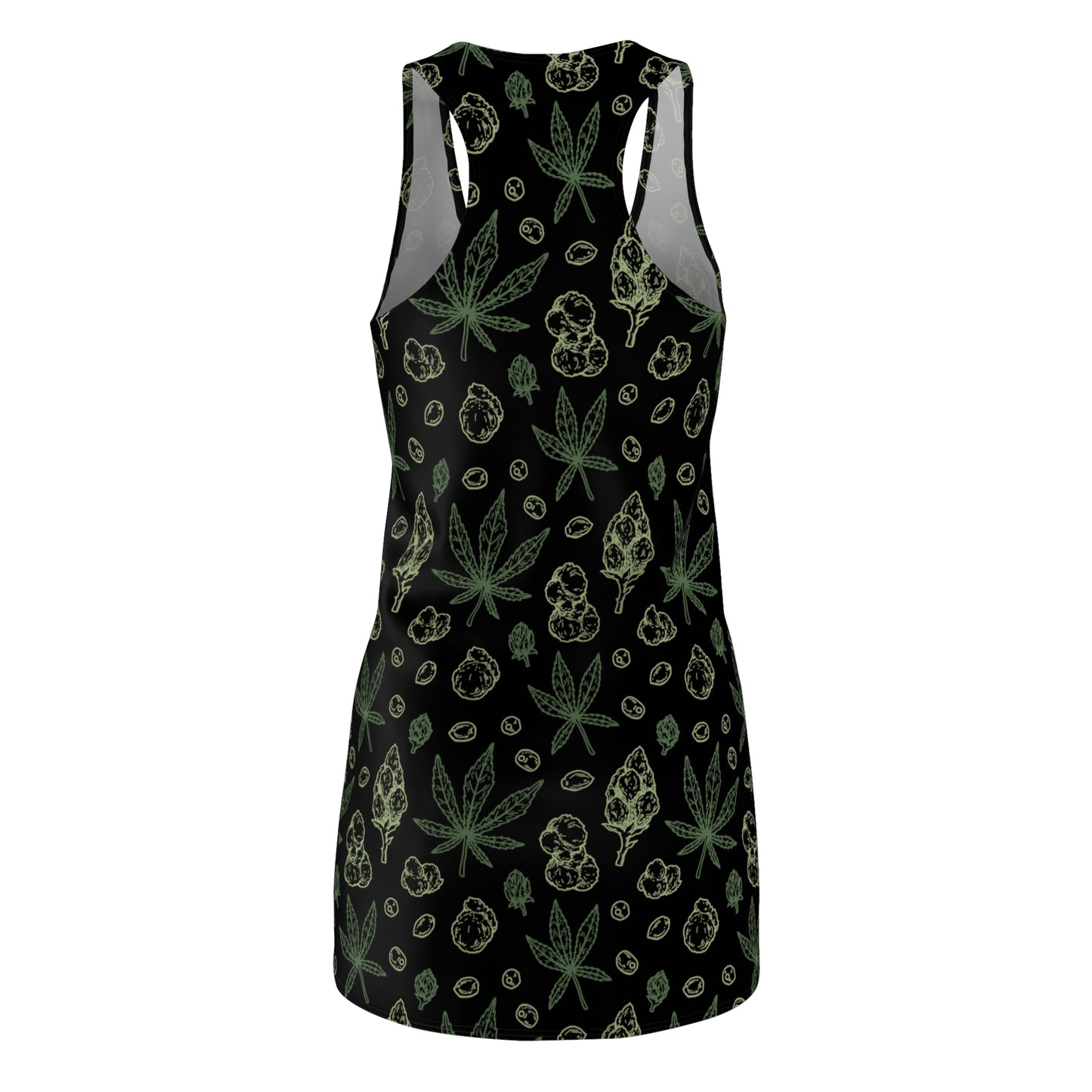 Damen Racerback Kleid mit Cannabis Blättern – Sommerkleid