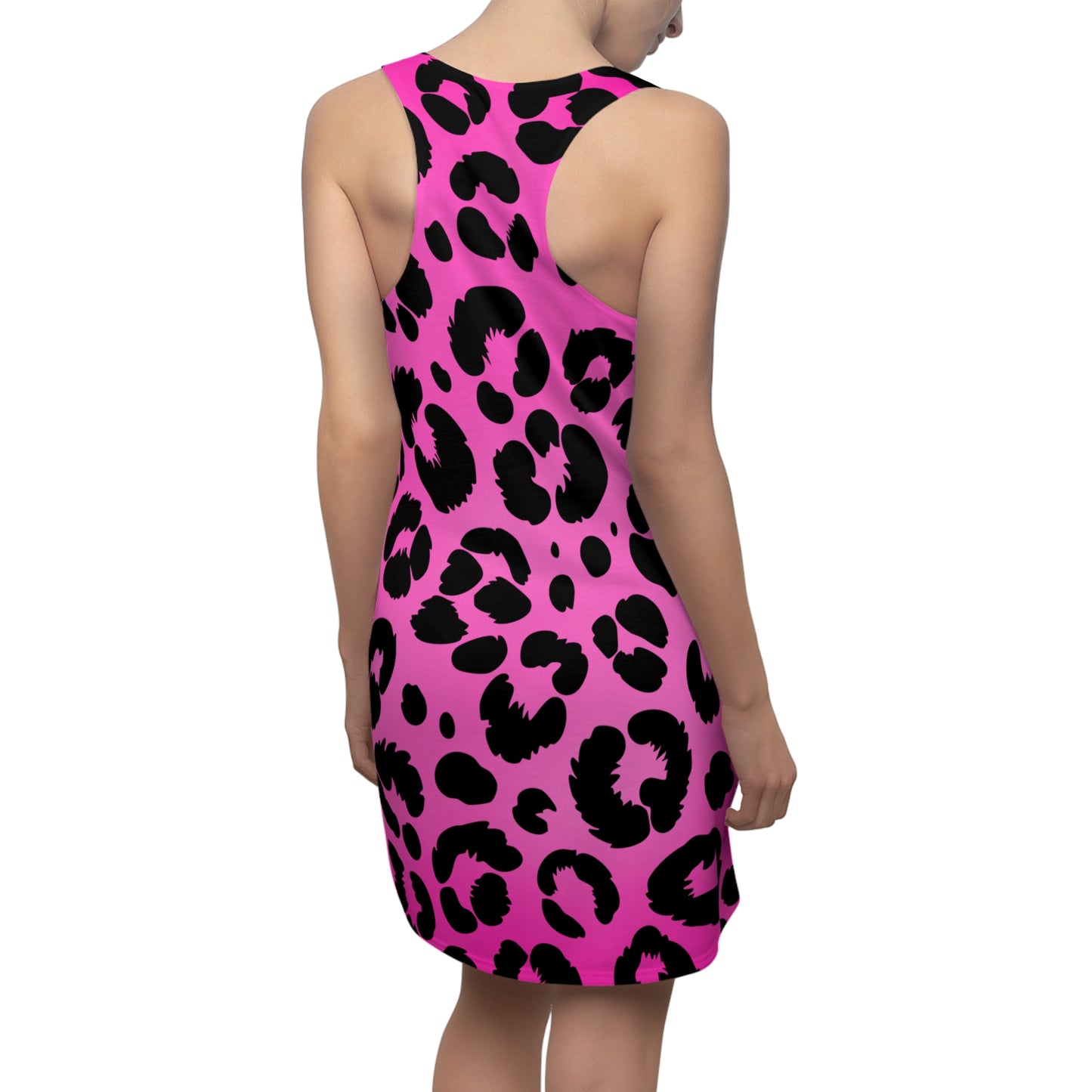 Racerback Damenkleid Sommer – Pinker Farbverlauf im Leo-Look