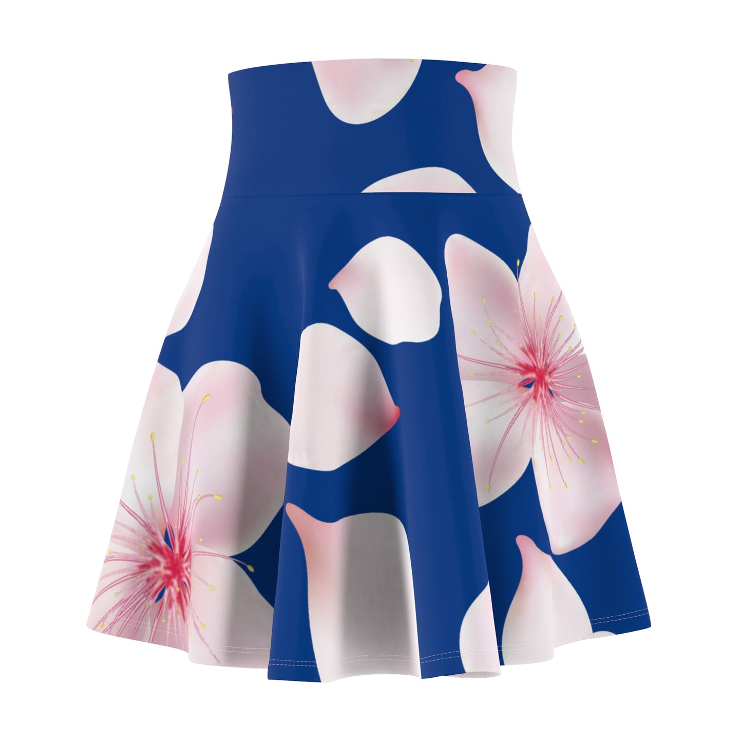 Blauer Damen Rock Blütenmuster Skater Elegant Sommer Casual