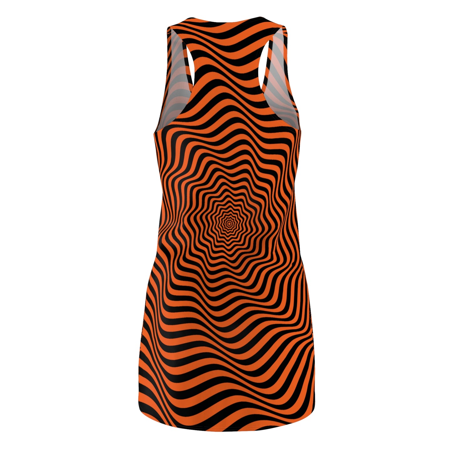 Optical Illusion Racerback Kleid – Schwarz Orange Design