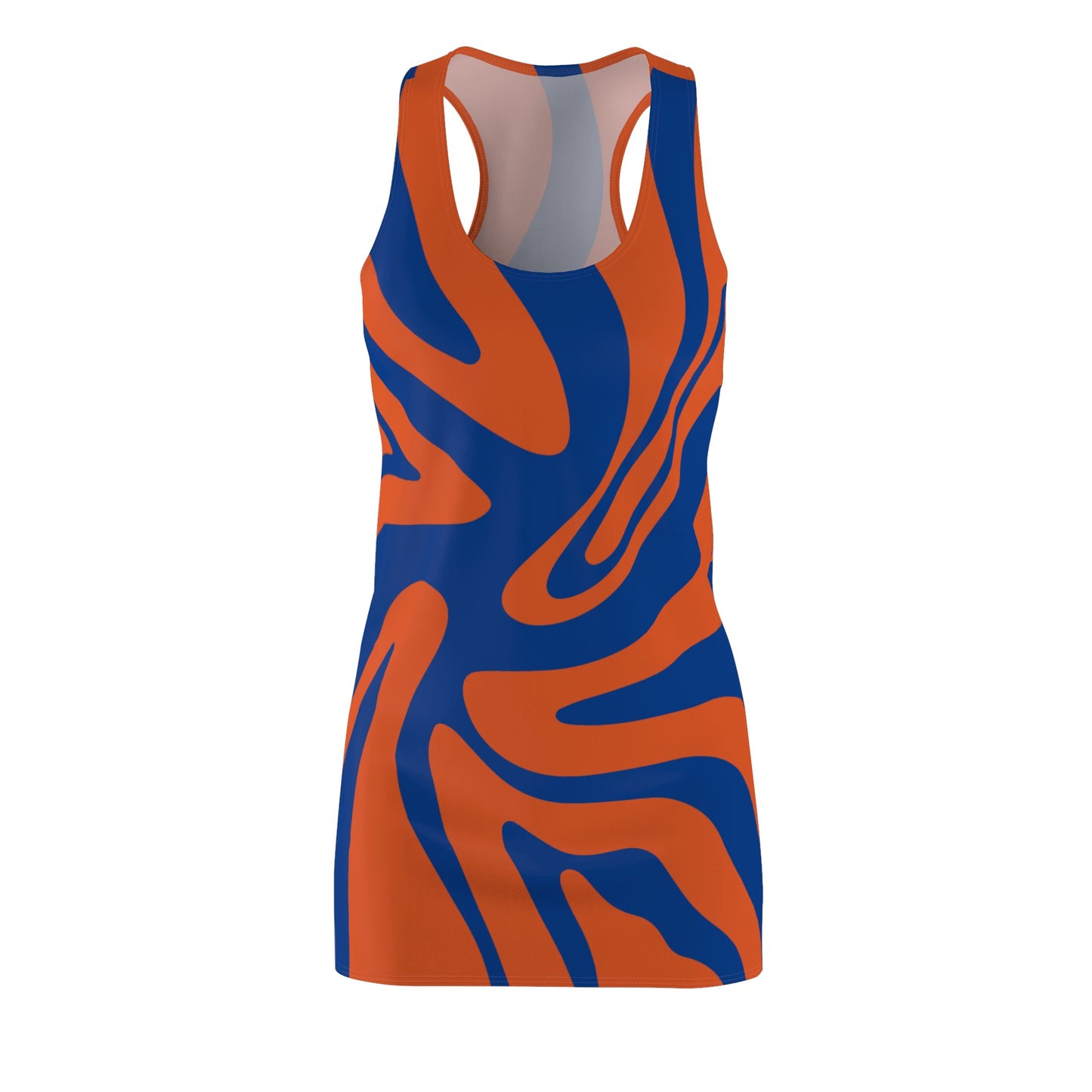 Blaues Damen Kleid Swirl Muster Racerback Sommer Bohemian Beach